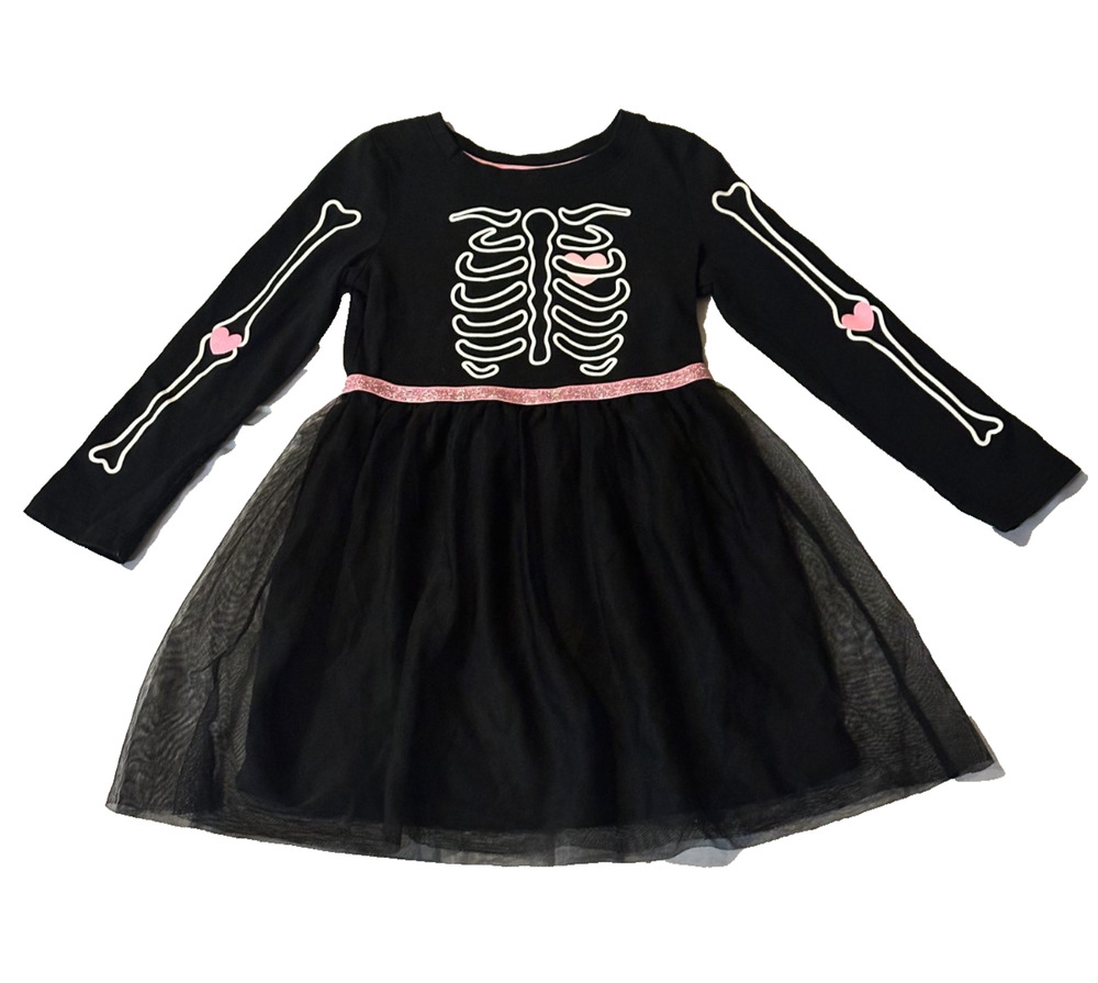 Cat & Jack Skeleton Halloween Dress Long Sleeve Tulle Skirt